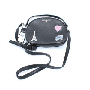 B0 New KARL LAGERFELD Paris Black Maybelle Small Crossbody Handbag Bag $178
